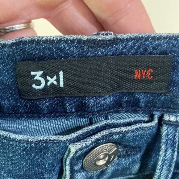 3x1 Shelter Straight Crop Jeans High Rise Dark Spectrum Blue Revolve Size 24 New - Picture 9 of 14